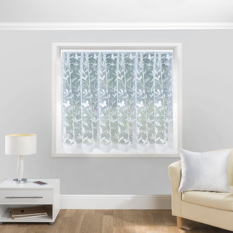 image 1 of Hawaii Lace Floral Net Cut Panel with Butterflies (500 x 137cm)