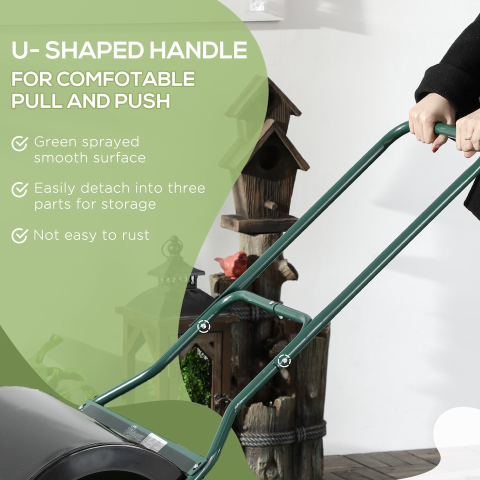 image 1 of 60L Steel Garden Roller Push Pull w/ Fillable Cylinder Water Rolling Drum | Black | Black