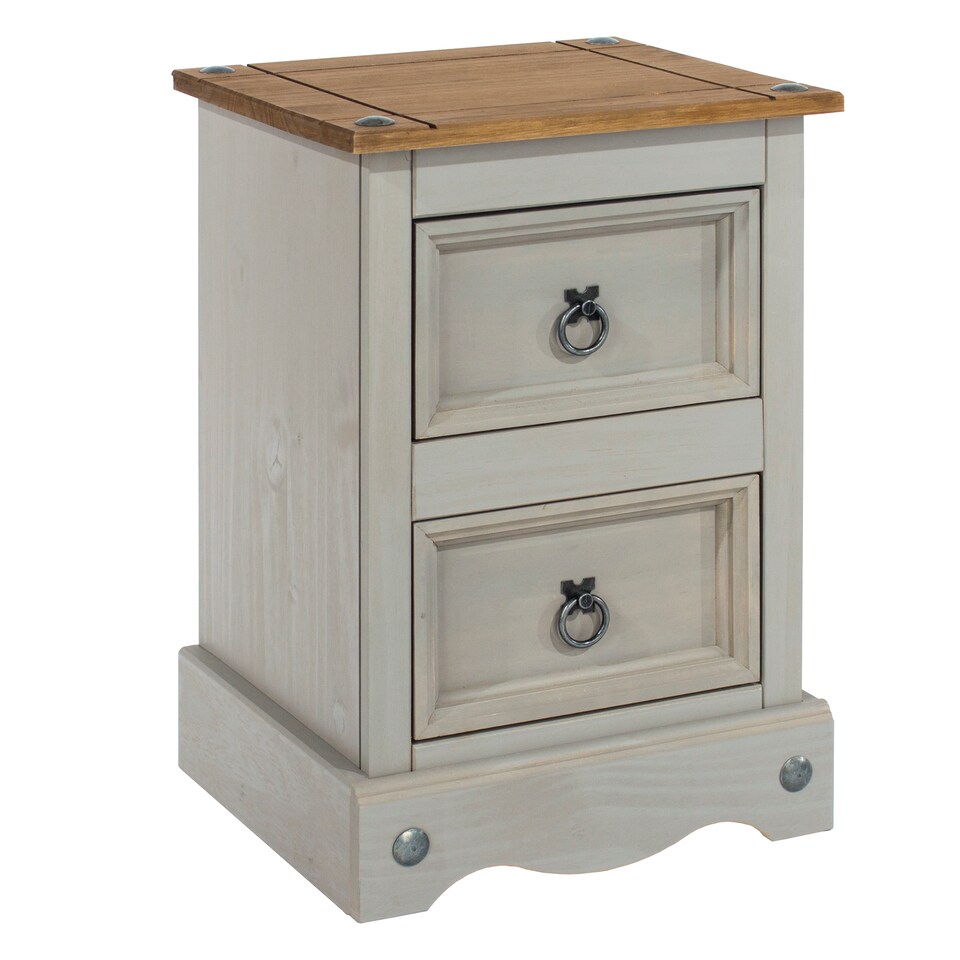 image 1 of Corona Premium 2 Drawer Petite Bedside Cabinet - Shaker-Style Nightstand with Dovetail Drawers | Grey | Grey Wax | One Size | 1
