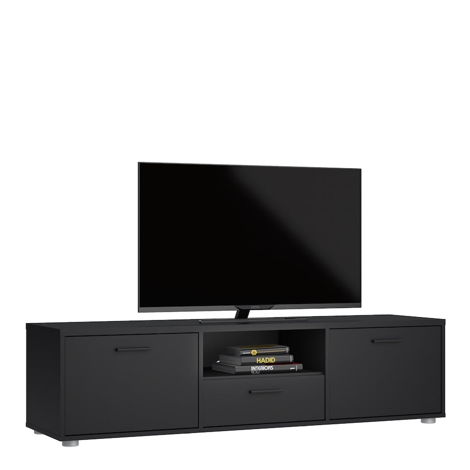 image 1 of Media TV Unit with 2 Doors 1 Drawer 147cm Black