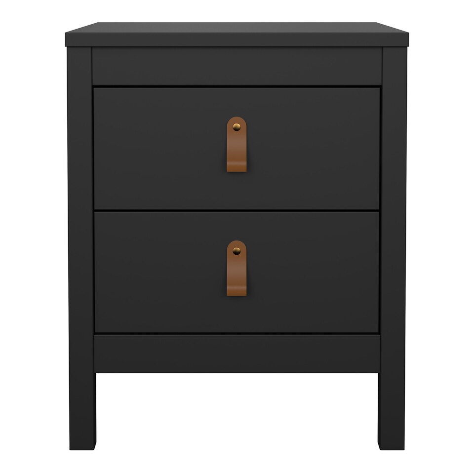 image 1 of Barcelona Bedside Table 2 Drawers in Matt Black