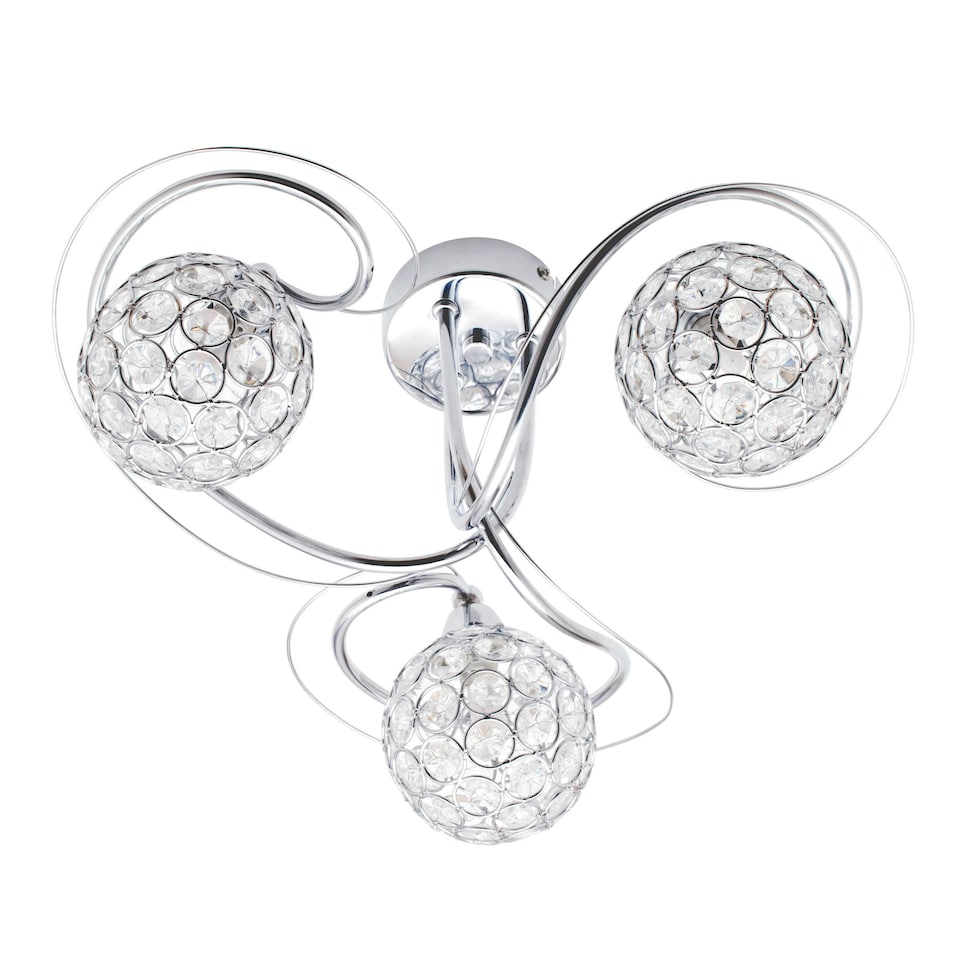 image 1 of BHS Orianna 3 Light Flush Ceiling Light, Silver