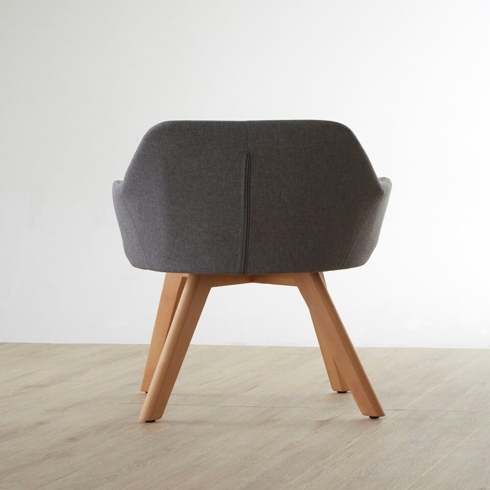 image 1 of Interiors by Premier Grey Fabric Chair With Wood Legs, Backrest Dining Chair, Easy to Clean Accent Office Chair