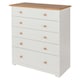 image 3 of Colorado Soft White 5 Drawer Chest - Painted Wood Bedroom Storage Cabinet with Oak Effect Top | White | White | 1