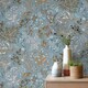 image 2 of Erismann Abode Cottage Floral Leaves Wallpaper - Duck Egg/Multicoloured - 10m x 53cm Blue