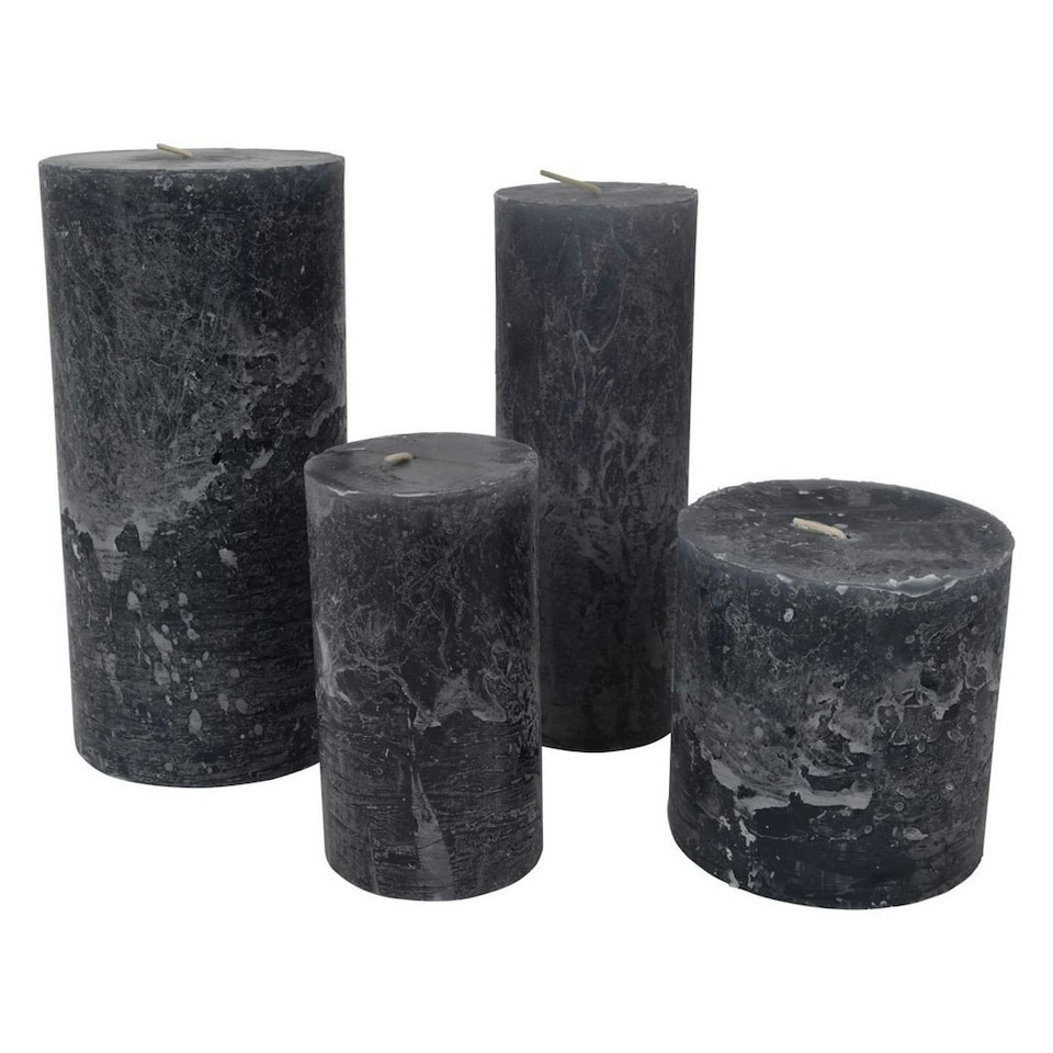 image 1 of Libra Rustica Pillar Candle - Paraffin - L7 x W7 x H19 cm - Dark Grey Grey