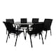 image 2 of Outdoor 6 Person Rectangular Glass Top Garden Patio Dining Table Chairs Set
