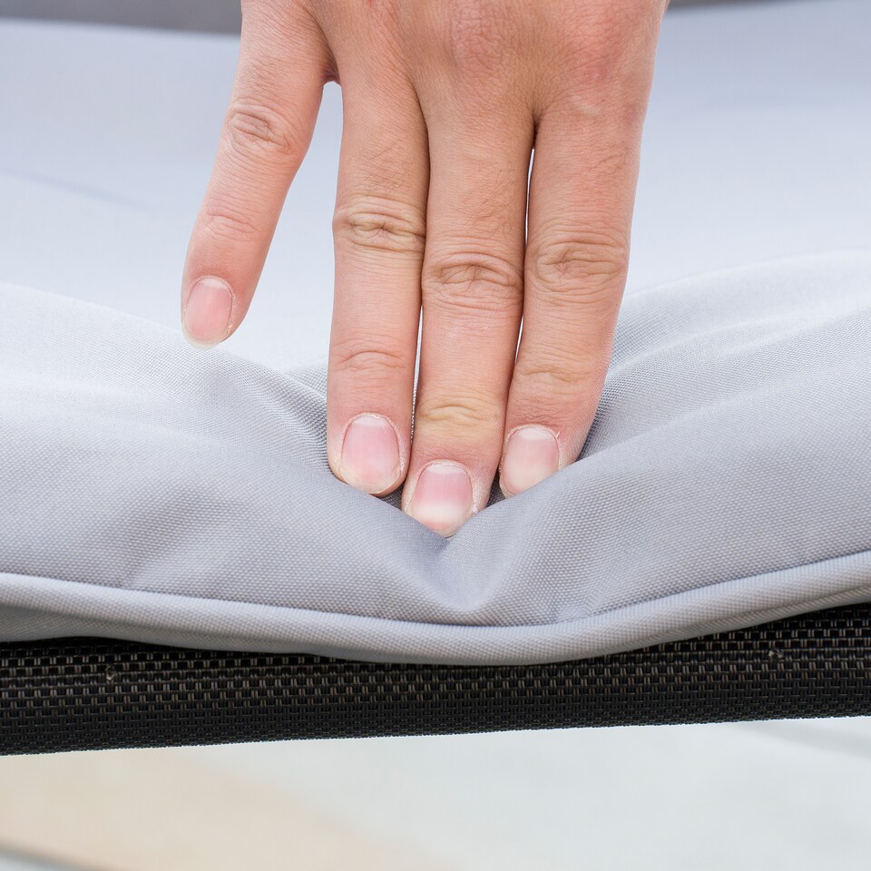 image 1 of Outsunny 7 Pieces Garden Dining Set, Outdoor Rectangular Dining Table and 6 Cushioned Armchairs, Tempered Glass Top Table w Umbrella Hole, Texteline Seats, Grey