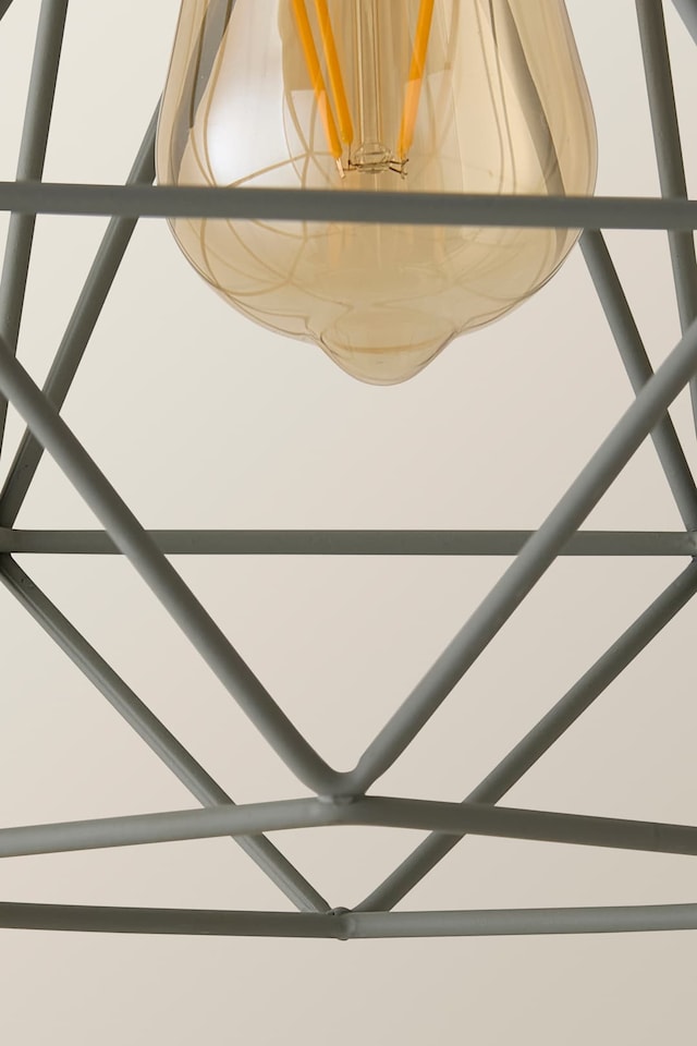 image 1 of ValueLights Diablo Pair Grey Cage Ceiling Pendant Light Shades | Grey
