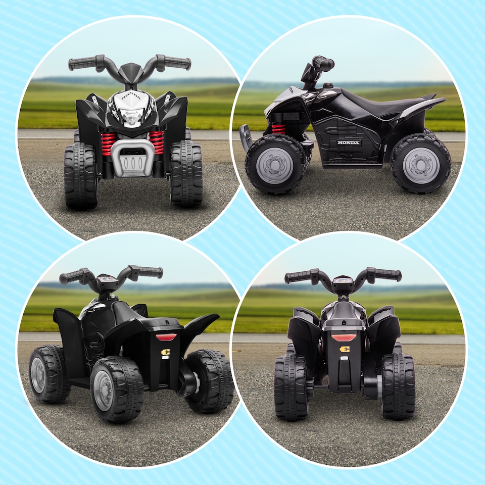 image 1 of AIYAPLAY Electric Car for Kids, Honda Licensed Kids Electric Quad Bike, 6V Ride on Car ATV Toy with LED Light, Horn, for 1.5-3 Years, Black