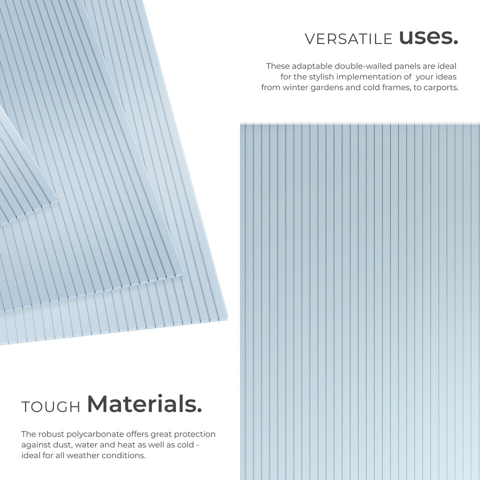 image 1 of 10 Polycarbonate Panels - dual-walled, cuttable, insulating | Clear | transparent | 121 x 60,50 x 0,60 cm | 10