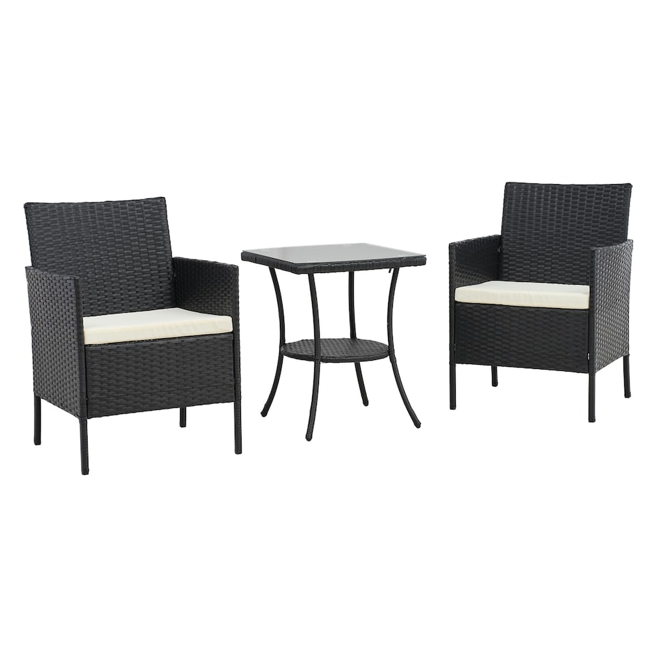 image 1 of Living and Home 3Pcs PE Rattan Wicker Garden Furniture Bistro Set