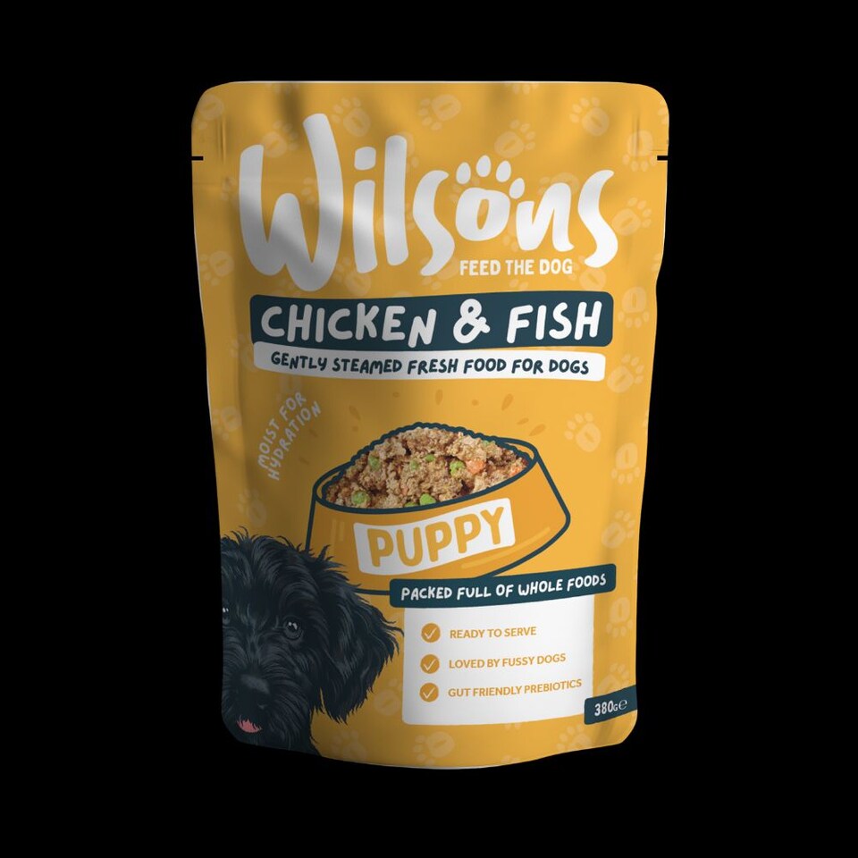 image 1 of Wilsons Chicken and Fish Fresh Dog Food Bundle Natural Puppy Nutrition Formula - 16x 380g Pouches