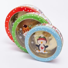 3 Set Character Round Christmas Tins