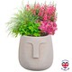 image 1 of Textured Concrete Effect Beige Oval Face Planter Indoor L30.5 D29.5 H29.5 cm, 13.9 ltrs Cap.