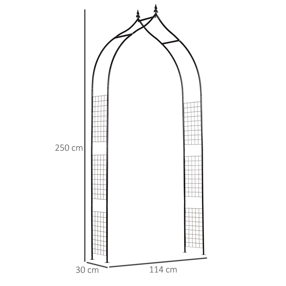 image 1 of Outsunny Metal Vintage Style Garden Arch Lawn Arbor Trellis Climbing Plant Rose