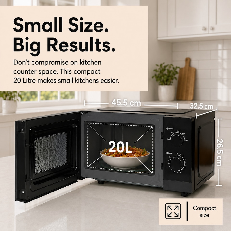 image 1 of EMtronics 20L 700W Microwave - Black