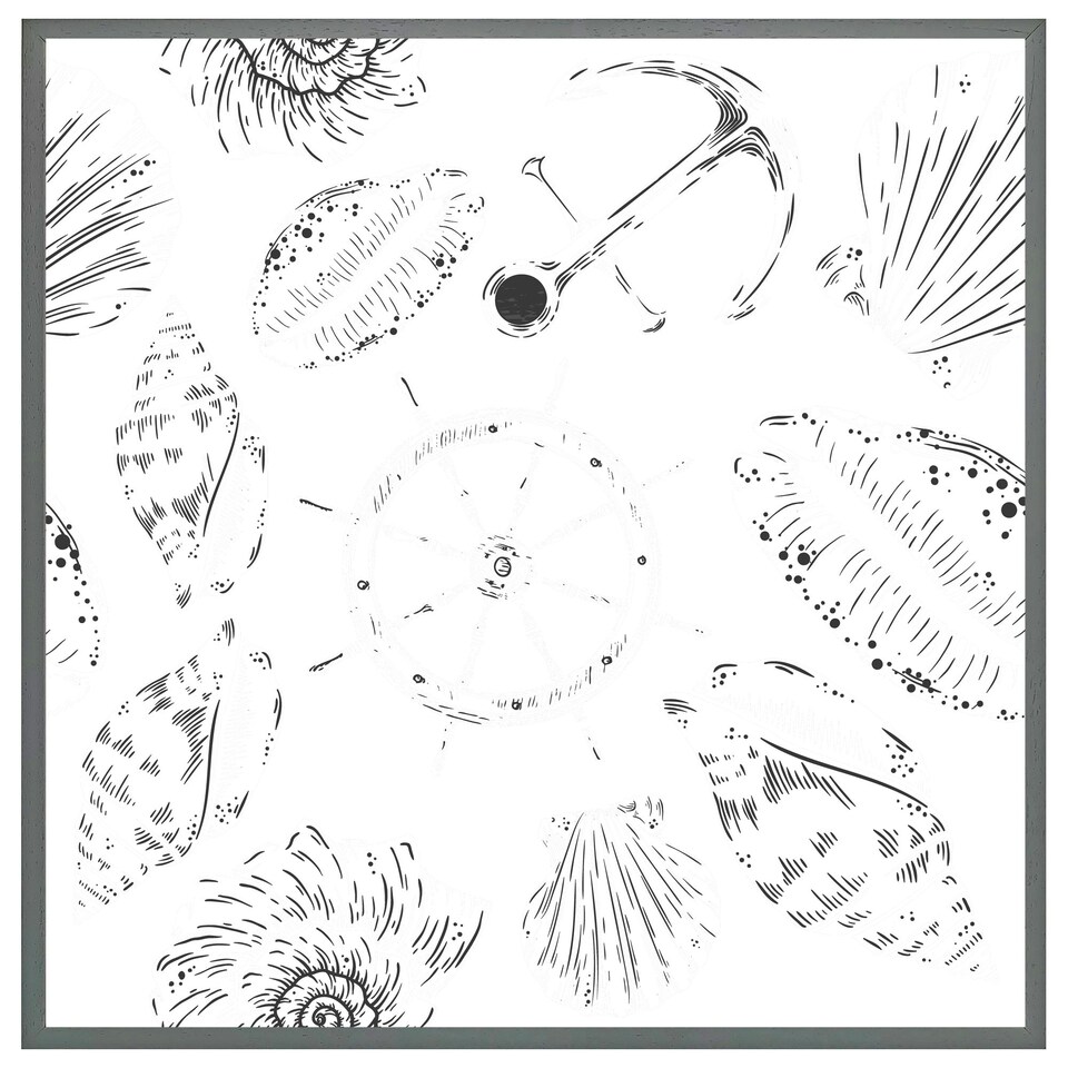 image 1 of Drawn nautical elements (Picture Frame) White | M