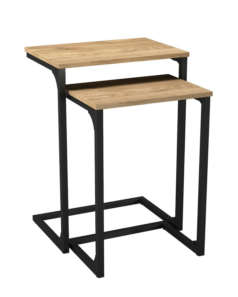 image 1 of 2 pc C-Shaped Nesting Side Tables | White | Unit Colour: White