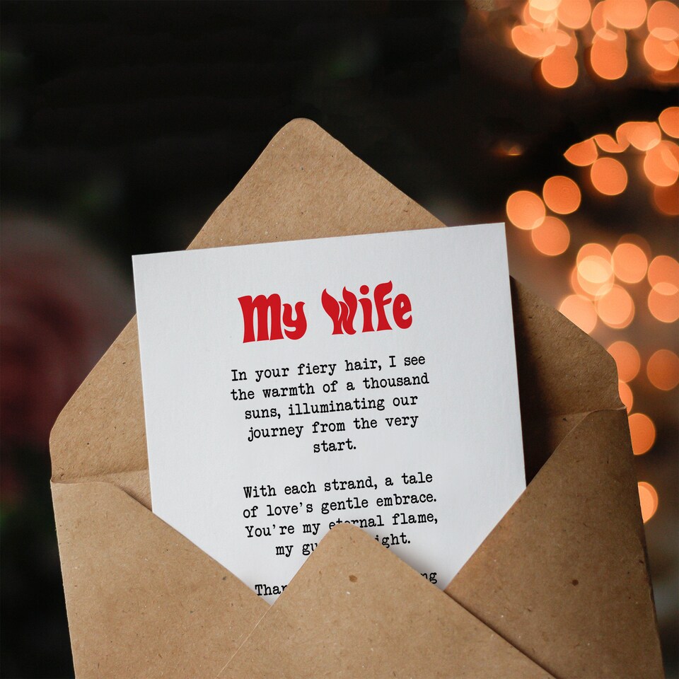 image 1 of Greeting Card Love Poem Ginger Wife Romantic Funny Anniversary