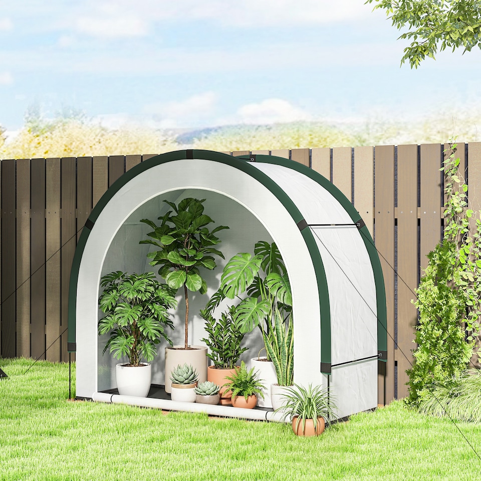 image 1 of Outsunny Foldable Small Greenhouse, Mini Greenhouse with PE Base, Green | Green | Green