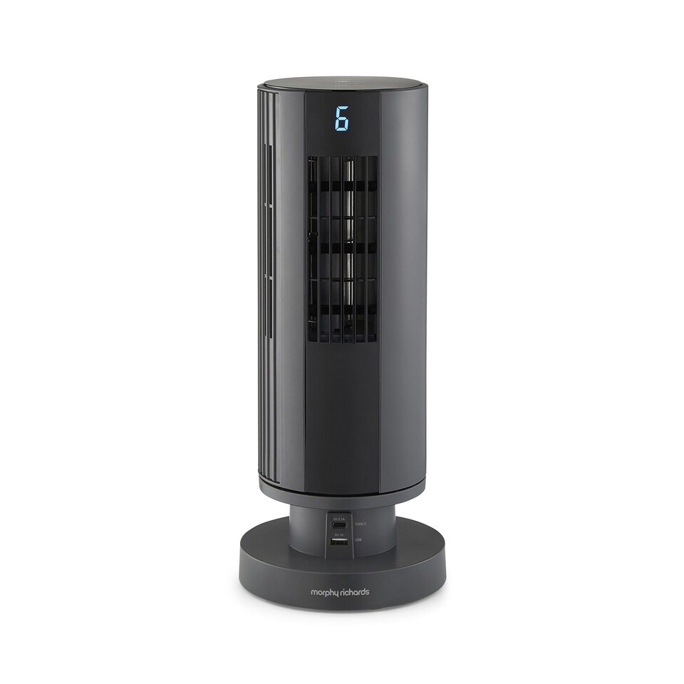 image 1 of Air Flex 14 Tower Fan with Built In Device Charger Grey