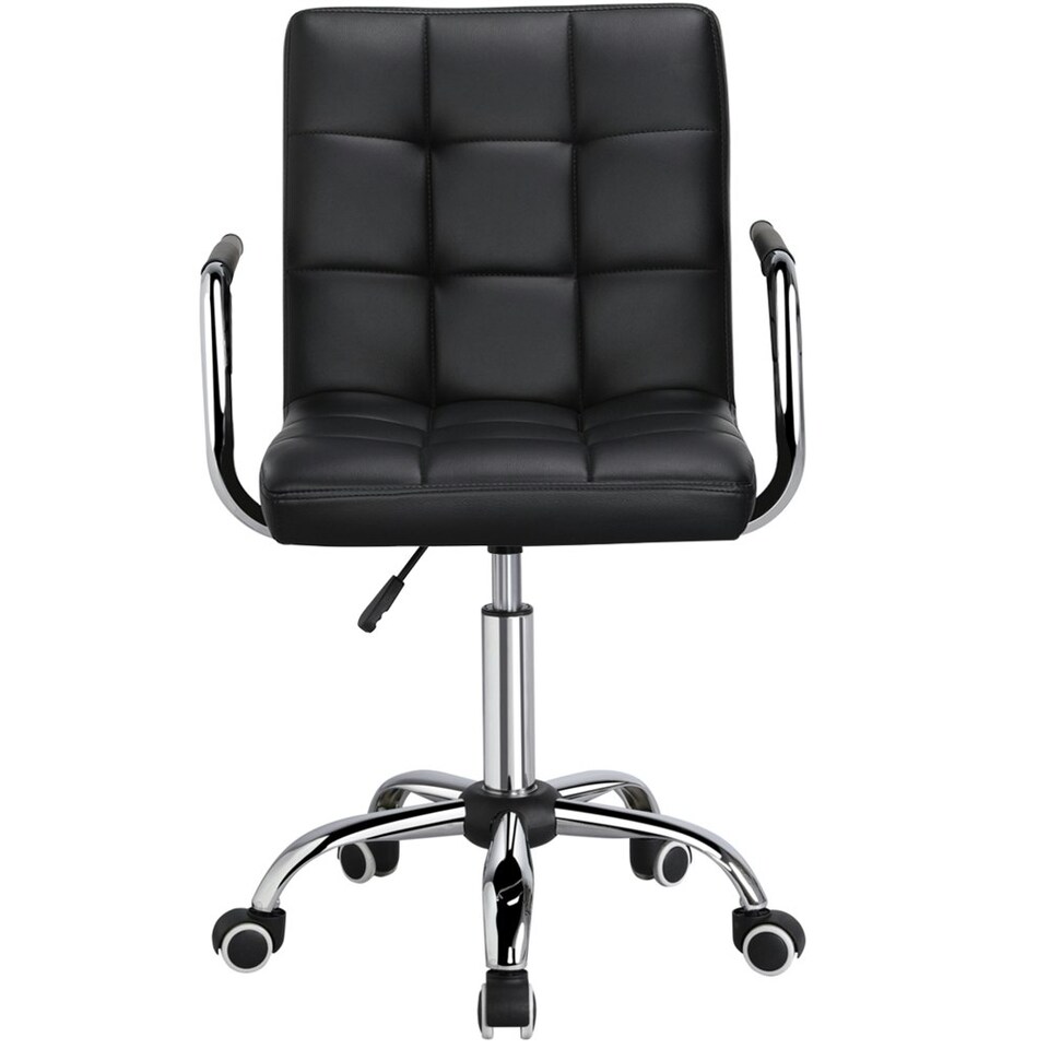 image 1 of Yaheetech PU Leather Height Adjustable Office Chair Mid-Back White