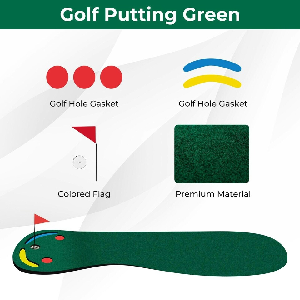 image 1 of COSTWAY Golf Putting Set Golf Practice Three Putting Mat