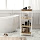 image 2 of HOMCOM 4-Tier Bamboo Bathroom Shelf with Adjustable Rack, Natural, White