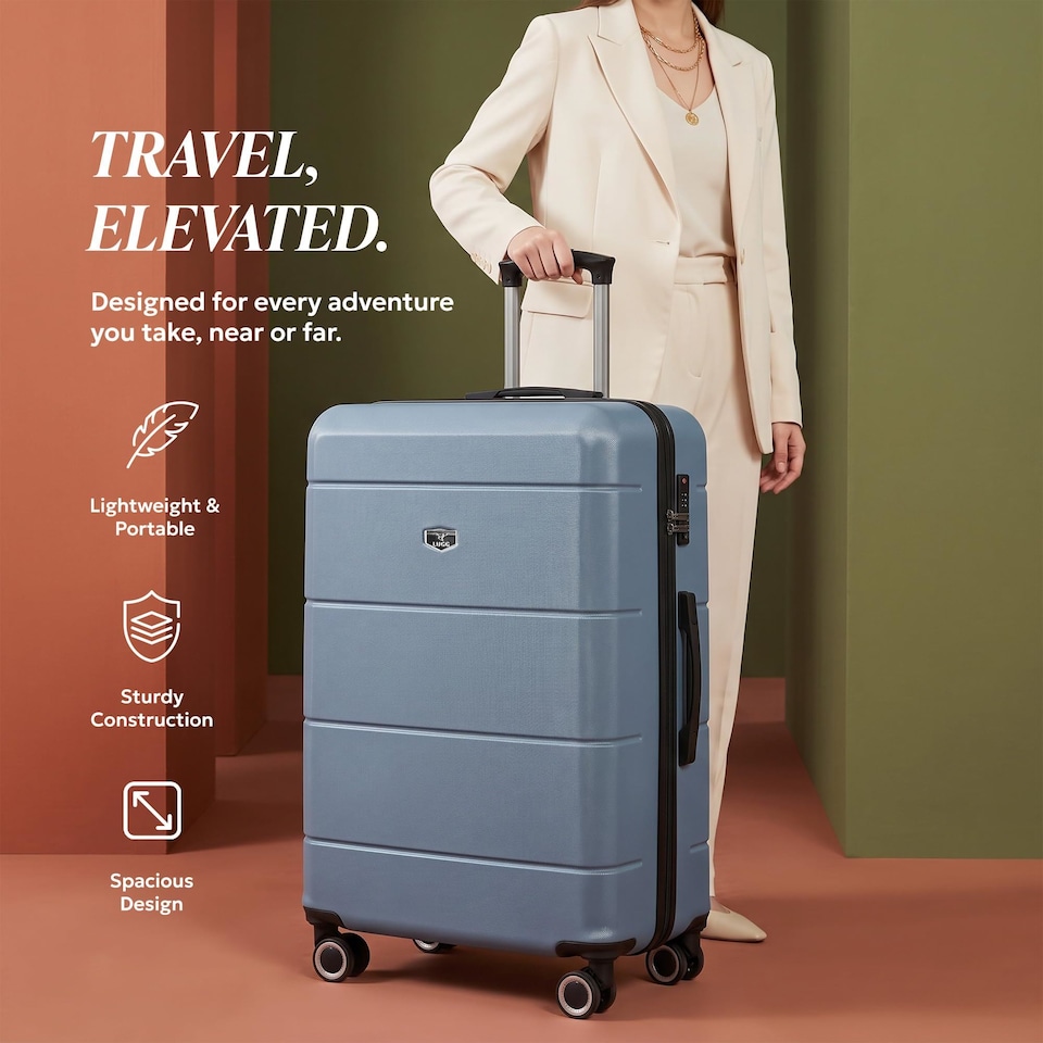 image 1 of Lugg Jetset Lightweight Hard Shell Suitcase ABS 4 Wheels TSA Lock (75x49x29cm)