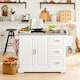 image 2 of SoBuy Extendable Kitchen Island on Wheels with Stainless Steel Worktop, White, 51.2x18.1/28.0x35.8 inches, 27.3 kg - FKW41-ST