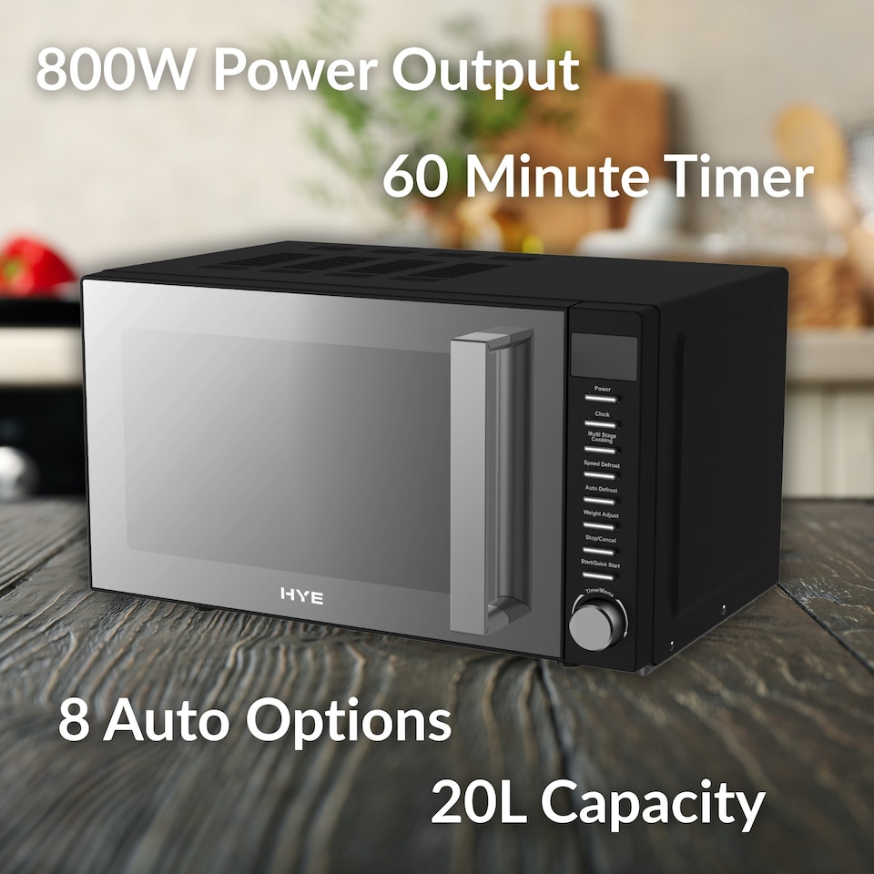 image 1 of HYE 20L 800W Digital Microwave Oven Freestanding - Black - SA01DM208B13