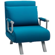 HOMCOM Folding 5 Position Convertible Sleeper Chair Bed Dark Blue | Multi | Chair