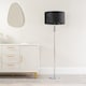 image 2 of ValueLights Marissa Black Velvet Shade with Chrome Stacked Ball Floor Lamp | Silver