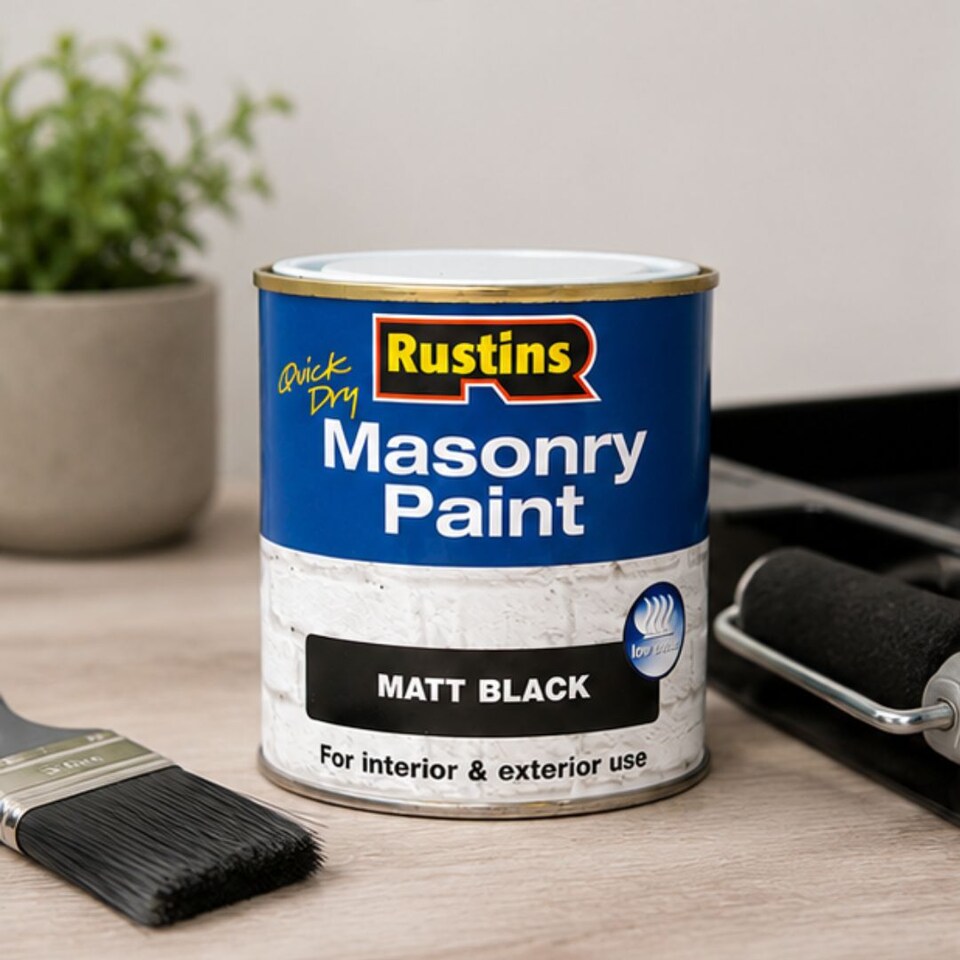 image 1 of Rustins Quick Dry Masonry Paint Matt Black 250ml