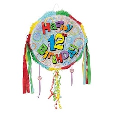 Happy 12th Birthday Holographic Pull String Pinata