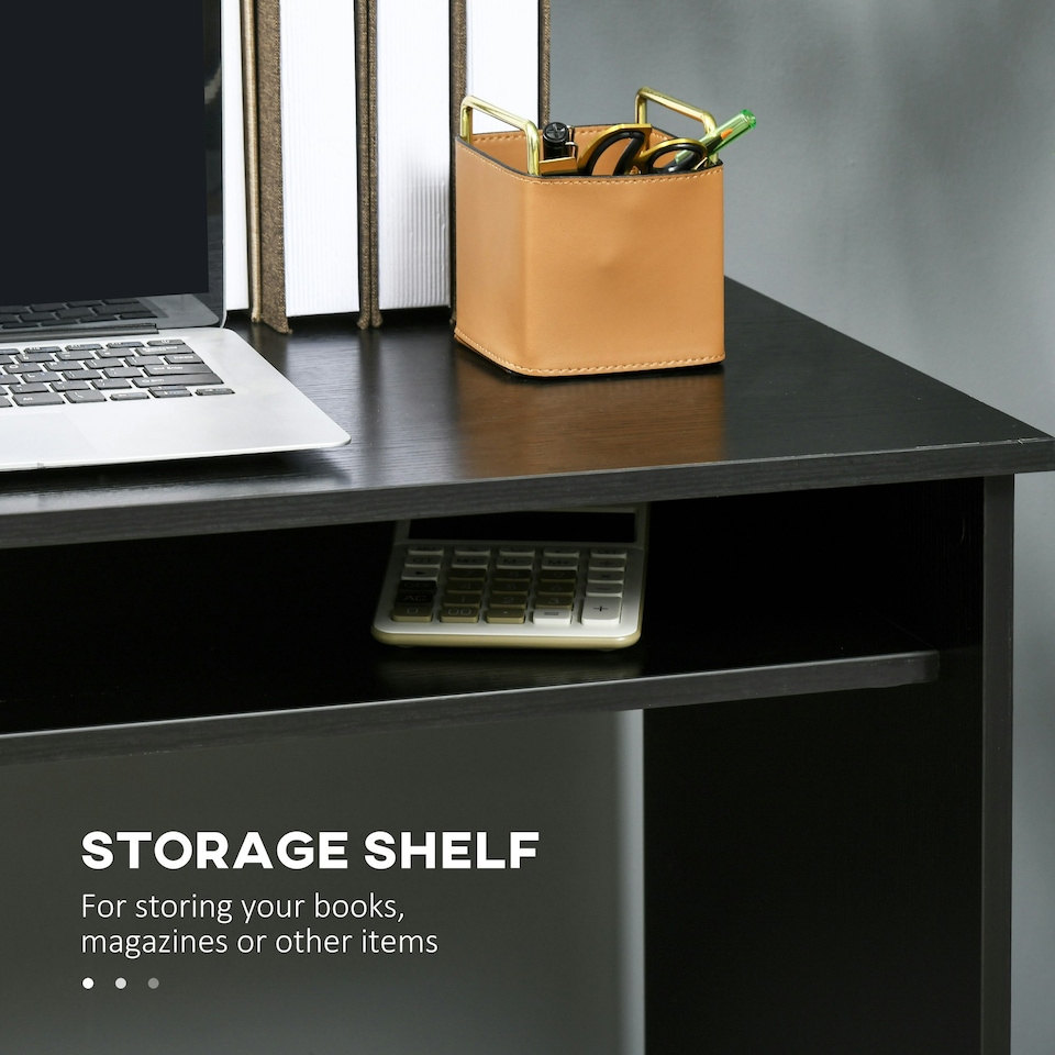 image 1 of HOMCOM Computer Desk Writing Table Study Workstation Storage Black Wood Grain