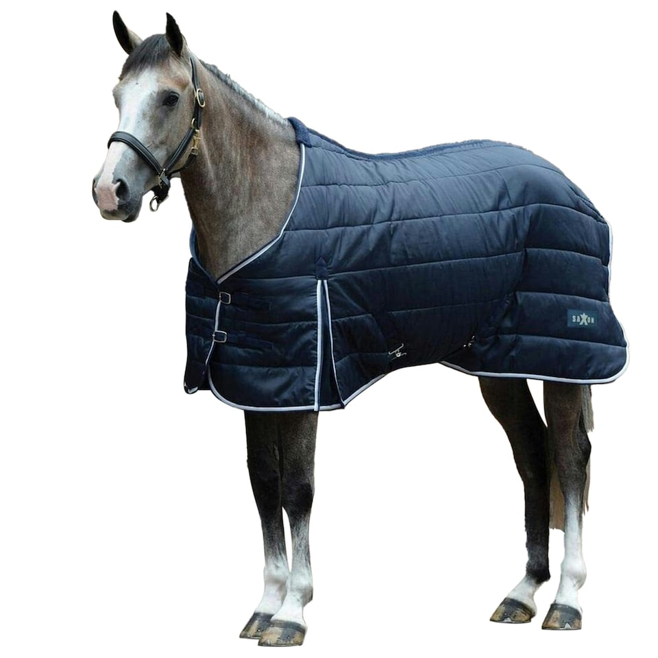 image 1 of Saxon Standard-Neck Channel Quilt Midweight Horse Stable Rug - Navy/White - 6´ 9"