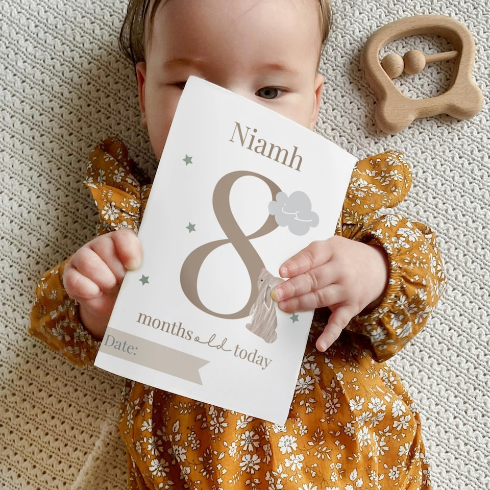 image 1 of Personalised Woodland Animals Baby Milestone Cards
