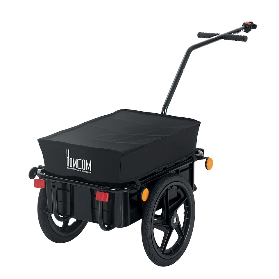 image 1 of HOMCOM Cargo Trailer Bike Trolley Cart with Handle Removable Rain Cover 70L