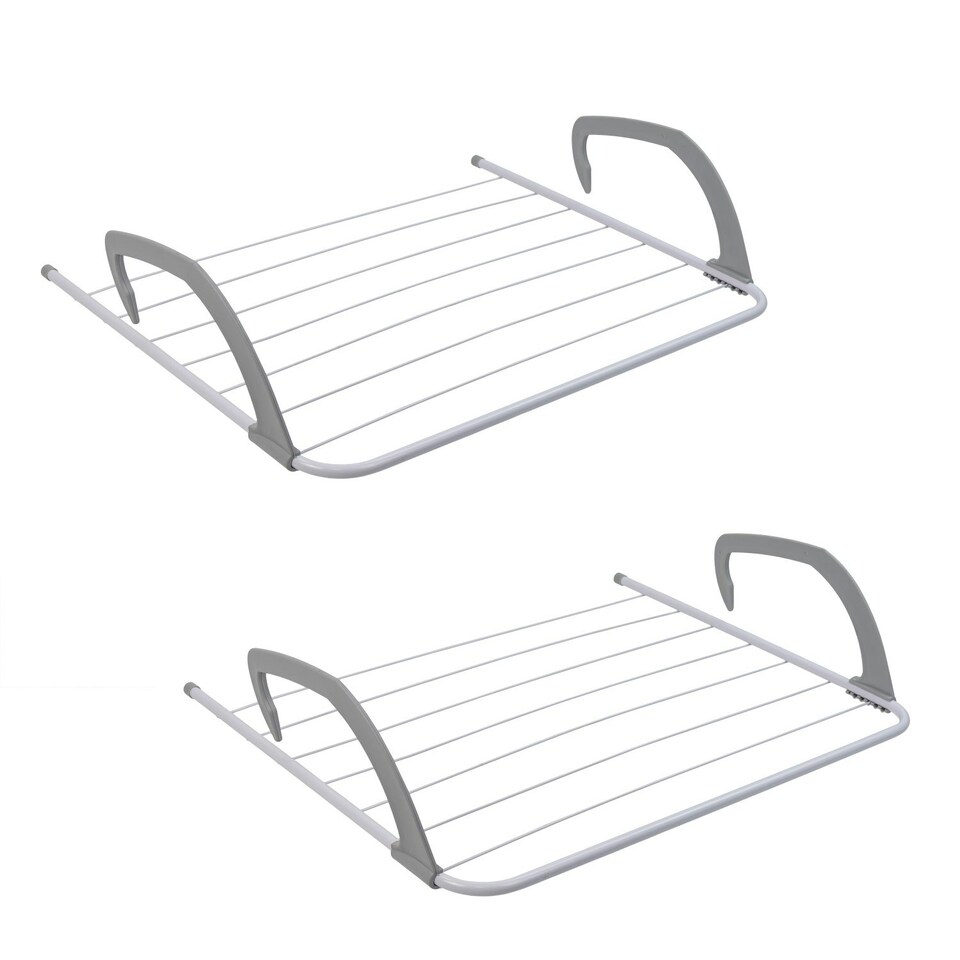 image 1 of JVL Over Door Radiator Clothes Drying Airer-6M, White, Pack of 2