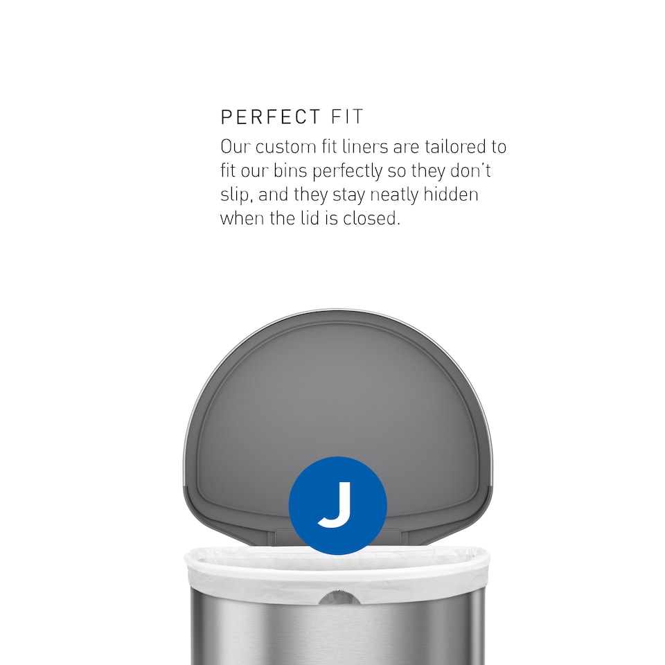 image 1 of Simplehuman 45L Code J Bin Liners, 50% Recycled Custom Fit Bin Bags, Pack of 100 | White | Code J | Code J | 5