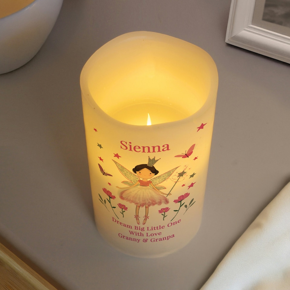 image 1 of Personalised Fairy Princess Night Light LED Candle Cream