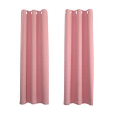 Pink Eyelet Curtains - Thermal Blackout Curtains  - 46 x 54 Inch Drop - 2 Panel | Pink | One Size