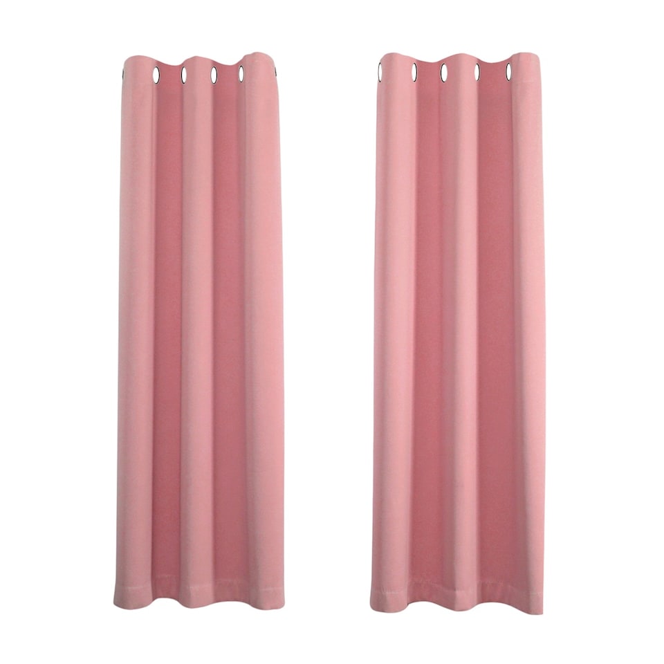 image 1 of Pink Eyelet Curtains - Thermal Blackout Curtains  - 46 x 54 Inch Drop - 2 Panel | Pink | One Size