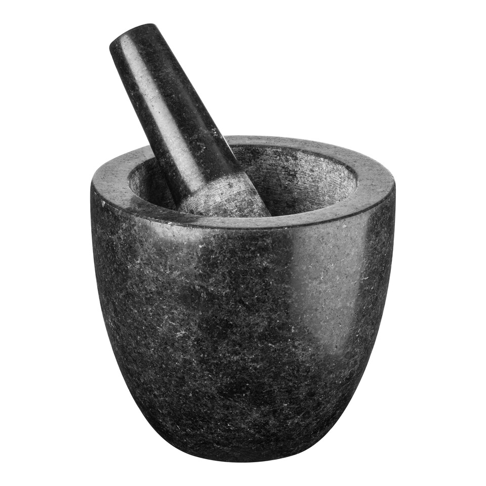 Interiors by Premier Speckled Charcoal Granite Mortar and Pestle, Durable Granite Grinder with Textured Interior