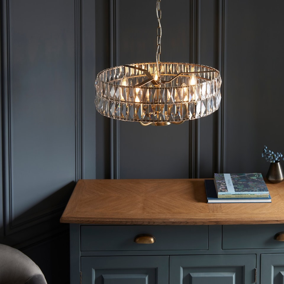 image 1 of Clifton 5 Light Multi Arm Lamp Ceiling Pendant Antique Brass