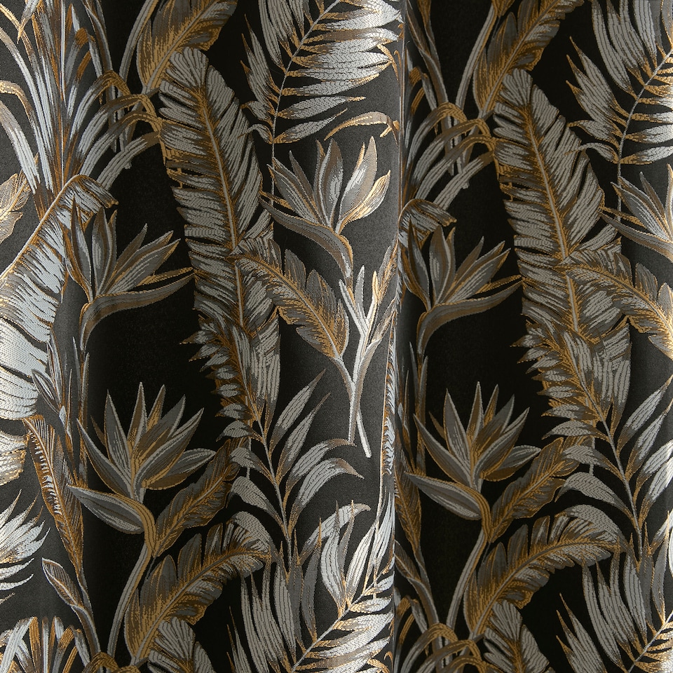 image 1 of Laurence Llewelyn-Bowen Paradise Palm Eyelet Curtains Black