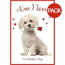 Simon Elvin One I Love Puppy Valentine Greetings Card (Pack of 6) - White/Red - One Size Multi | One Size