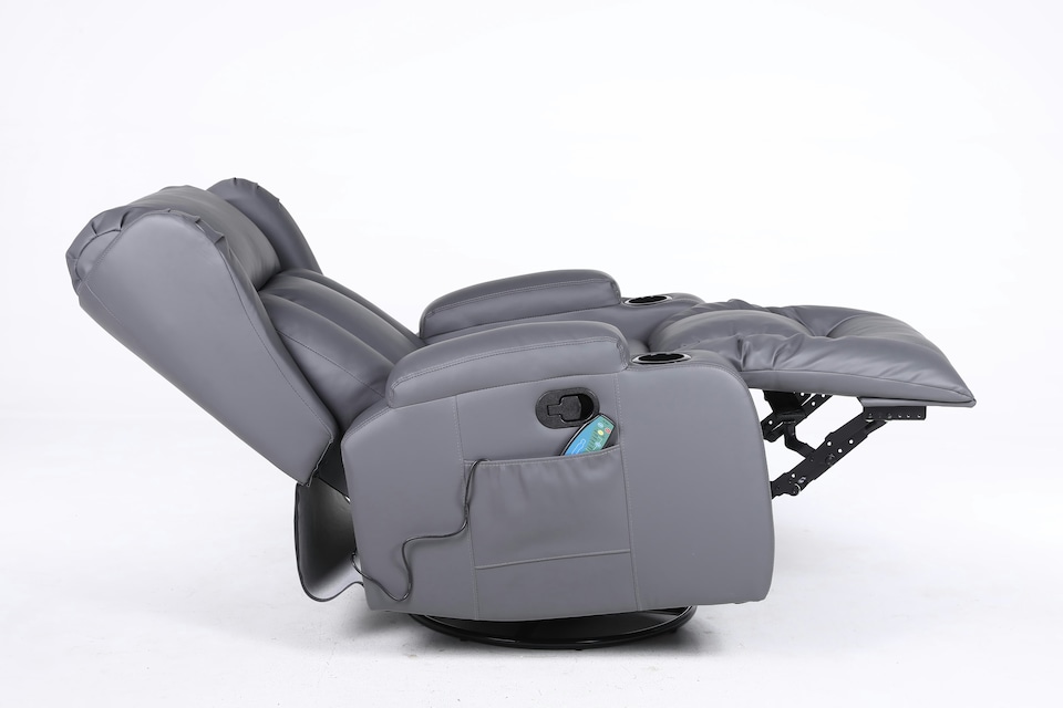 image 1 of SoHo 10 in 1 Recliner Armchair With Swivel, Tilt Heated and Massage Functionality Grey | Grey | One Size